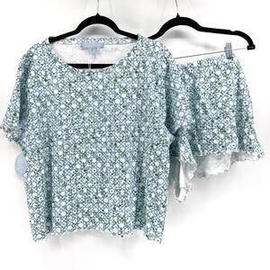 NWT Hill House Nina Short Pajama Set Size XXL Basketweave Vine Blue